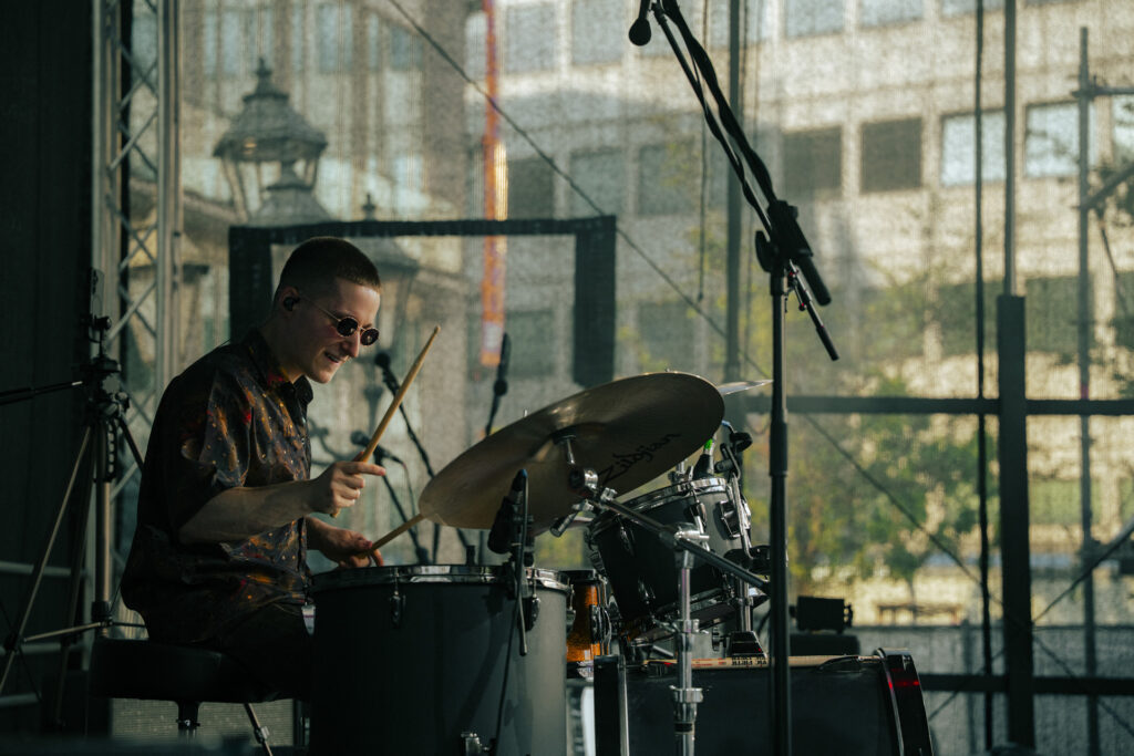 Crimson Roots drum player performing live